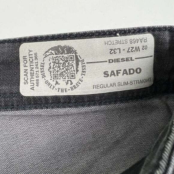 Diesel Safado 27x32 Regular Slim Straight Gray Wash RA468 Jeans Button Fly $208 - Picture 9 of 12